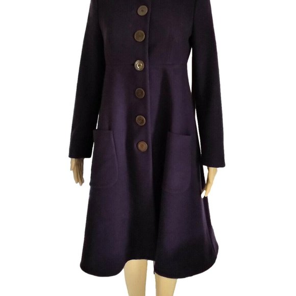 Salvatore Ferragamo Royal Plum Principessa Peacoat Swing Coat - Picture 14 of 14